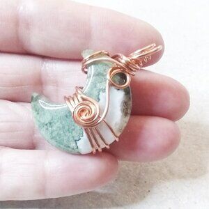 OOAK Mind Blowing Moss Agate Moon Pendant - Amazing Color Matrix! Double Sided!